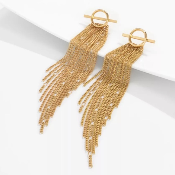 GP Tassel Long Chain Earrings - Picture 4 of 5